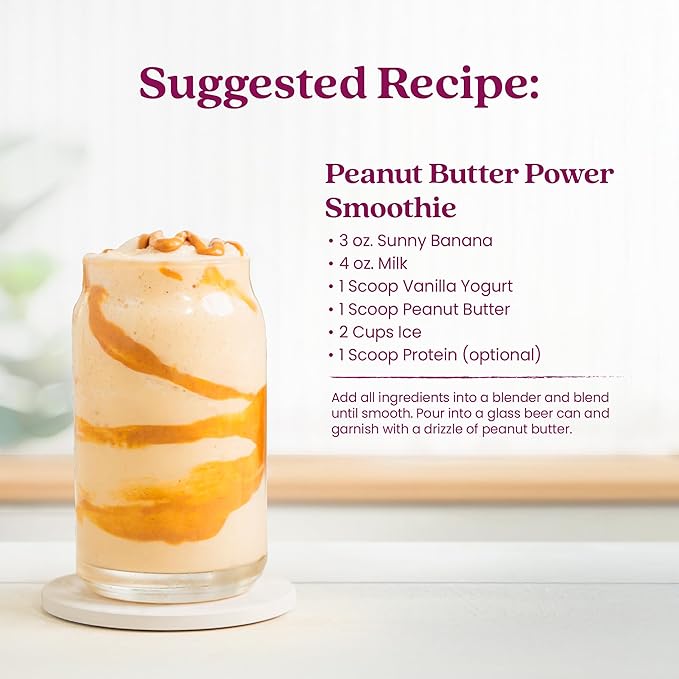 Smartfruit Sunny Banana + Oat Fiber – 100% Real Fruit Purée with Banana Apple &amp Pineapple – Great for Smoothies Juice Yogurt Cocktails Teas &amp More – High in Vitamin A – 48oz