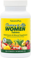 NaturesPlus Source of Life Women - 60 Tablets - Multivitamin &amp Mineral Supplement - with Iron Calcium Folate &amp Lutein - Gluten Free Vegetarian - 30 Servings