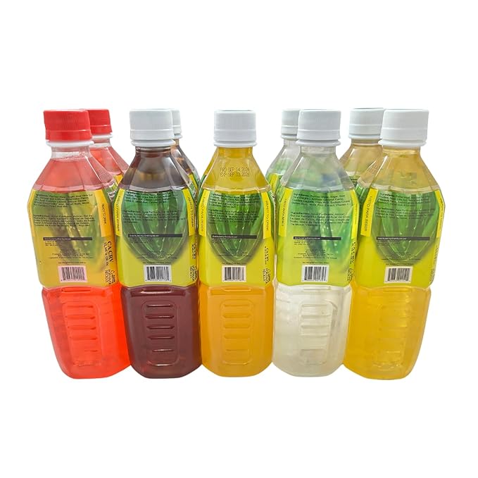 Aloevine Fruity Fun Variety Pack |16.9 oz. pack of 10 l 2 watermelon 2 grape 2 mango 2 coconut 2 pineapple | plant based Vegetable Korean drinks