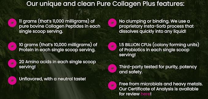 All In Nutritionals Pure Collagen + Probiotics- a one of a Kind Pure and Clean Collagen with Added Probiotics - 1 Scoop Serving- 45 Day Supply!