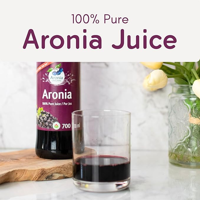 Aronia ORIGINAL Organic Aronia Berry Juice 23.7 Fl Oz (6-Pack) | No Added Sugar Not From Concentrate 100% Pure Aronia Fruit | Amber Glass Bottle | Vegan Organic Non-GMO Black Chokeberry