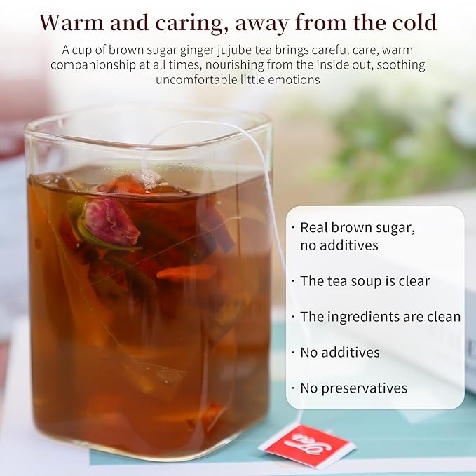 DOZO Brown sugar ginger tea 360g/12.7oz (30bags) Red Ginseng Longan Brown Sugar and Ginger Tea 红参桂圆黑糖姜茶