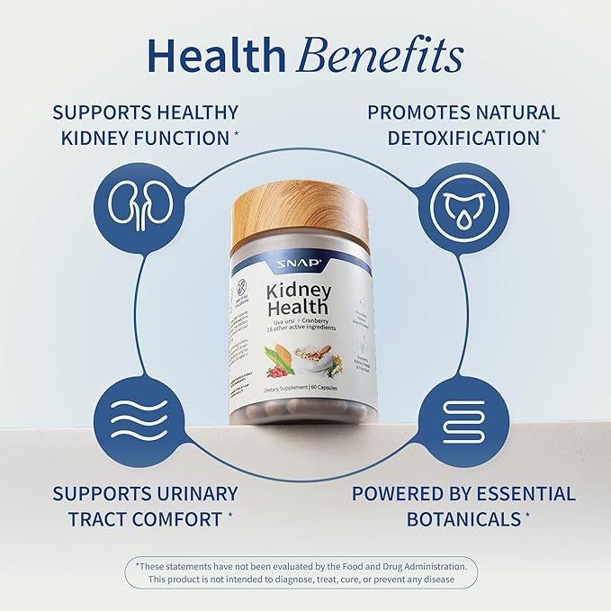 Snap Supplements Kidney Health Support Supplement - Kidney and Urinary Tract Health Support for Women and Men 60 Vegetarian Capsules (30 Servings 1 Month Supply)