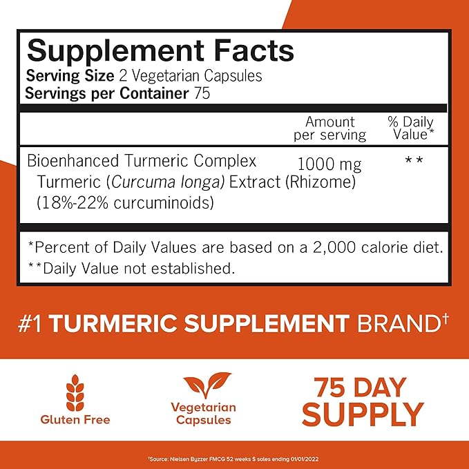 Qunol Turmeric Curcumin Supplement 1000mg with Ultra High Absorption for Joint Support Extra Strength Capsules 150 Count