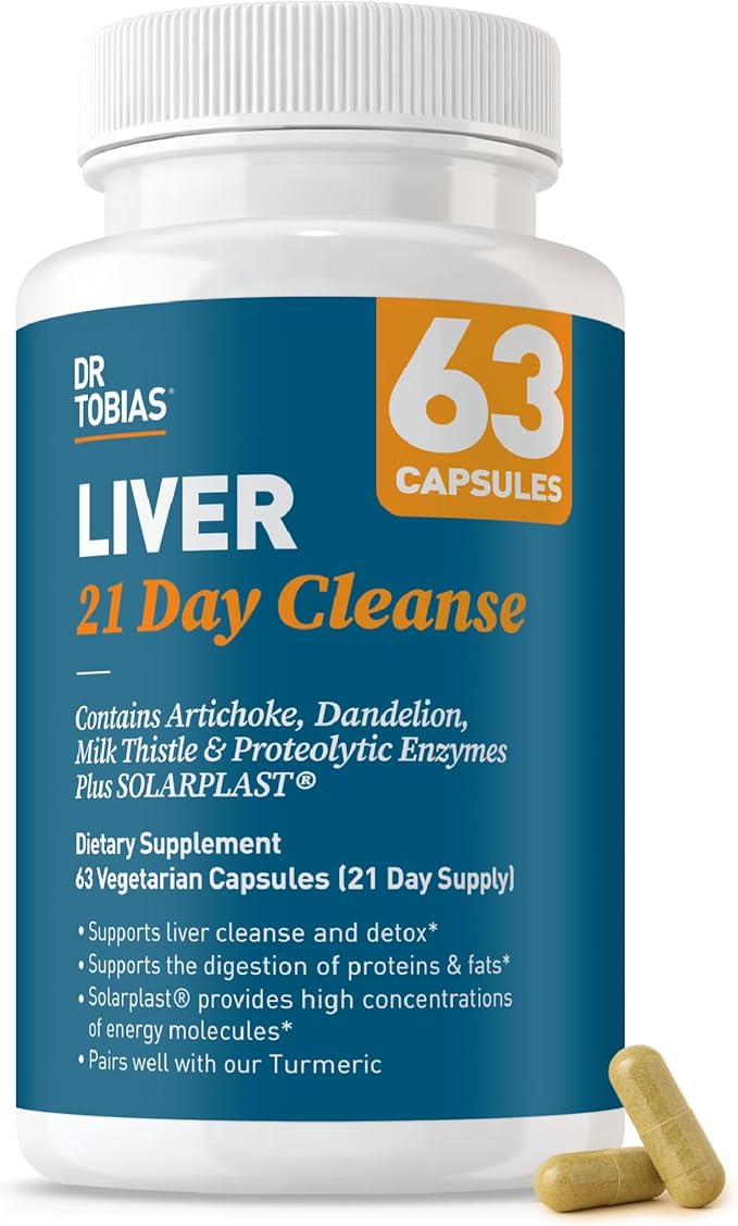 Dr. Tobias Liver 21 Day Cleanse Herbal Liver Detox Cleanse with Milk Thistle Dandelion Root &amp Artichoke Extract Supports Liver Health &amp Digestion 63 Vegetarian Capsules (63 Count (Pack of