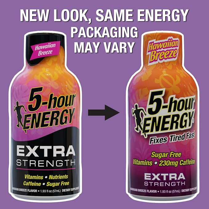 5-hour ENERGY Extra Strength Shots Hawaiian Breeze Flavor 1.93 oz. 30 Count (30 Bottles – Single Flavor Hawaiian Breeze)