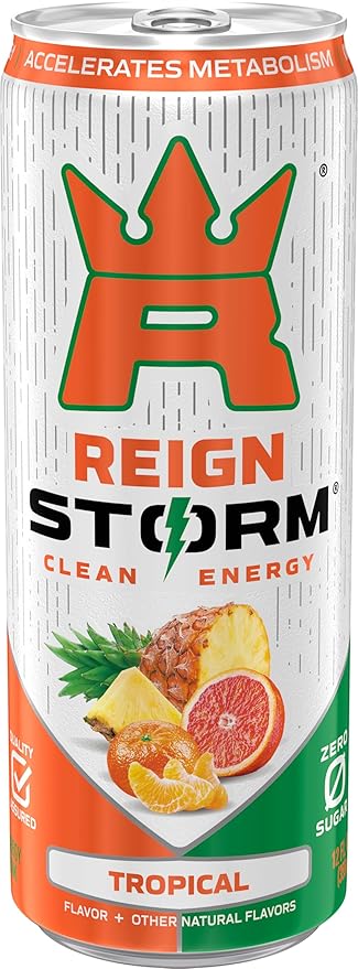 REIGN Storm Tropical Fitness &amp Wellness Energy Drink 12 Fl Oz | Pack of 12
