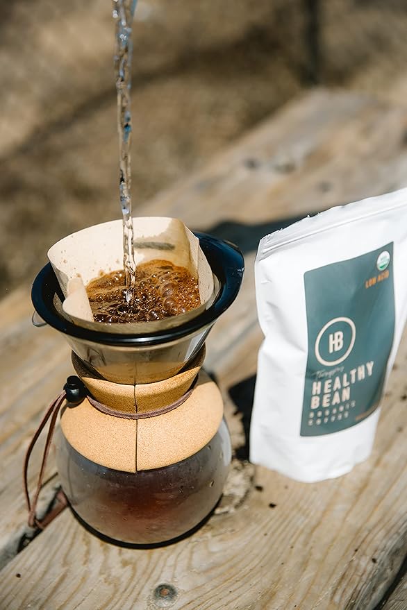 Healthy Bean Espresso Organic Coffee Beans Whole - Low Acid Coffee for Sensitive Stomach Strong and Rich Flavor - USDA Organic Dark Roast Whole Bean 11oz