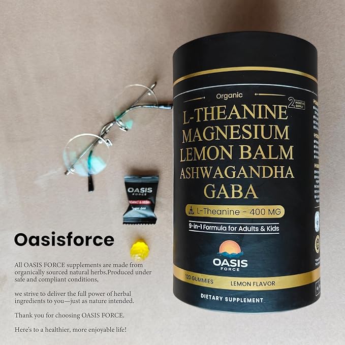 L-Theanine 400mg Gummies L Theanine Supplement for Kids &amp Adults with Magnesium Glycinate GABA Ashwagandha L'theanine Chewable for Restful Sleep Stress Support Relaxation Calm 60 Day Suppl