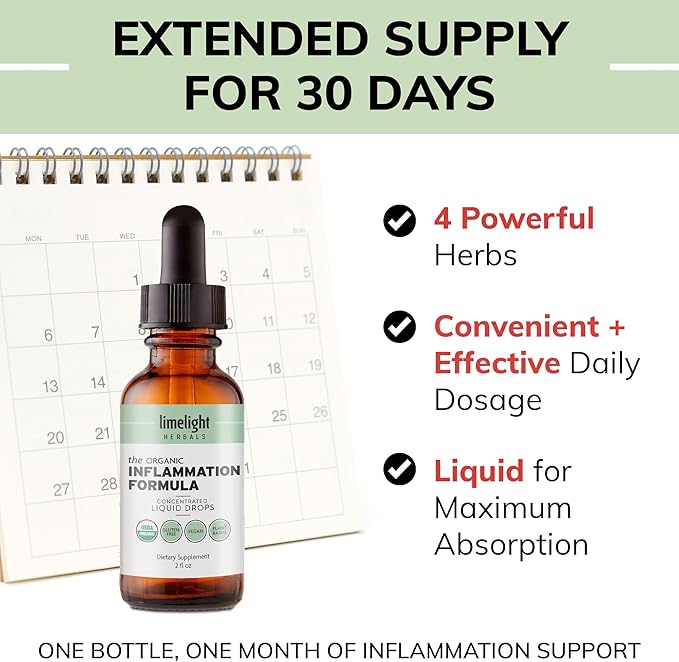 Organic Inflammation Formula Advanced Liquid Drops – Turmeric Ginger Boswellia &amp Black Pepper – Whole-Body Wellness &amp Inflammatory Support Joint &amp Mobility Support – Vegan Non-GMO – 60