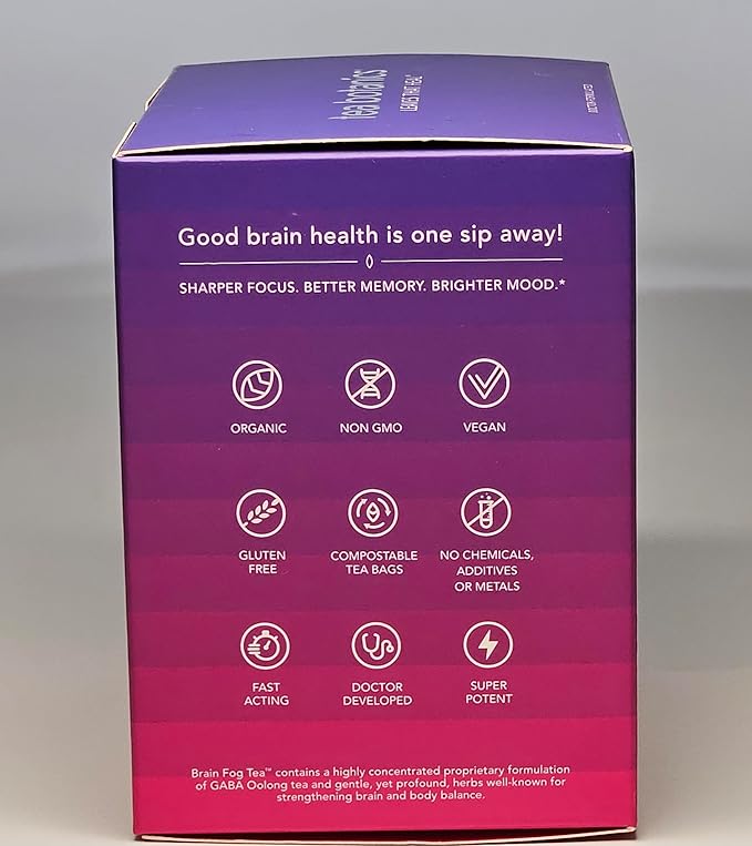 Brain Fog Tea for Memory Focus &amp Concentration &amp Creativity Organic with Vitamins &amp Minerals (15 Day Supply)