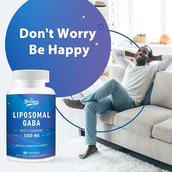 GABA with L-Theanine Supplement 1200mg - High Bioavailable Liposomal GABA Supplements 60 Capsules for Adults