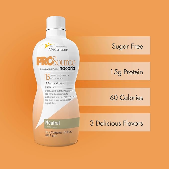 Liquid Collagen Peptides Type I III 15 Grams Protein per Oz. |Prosource NoCarb Neutral Bottle Medtrition