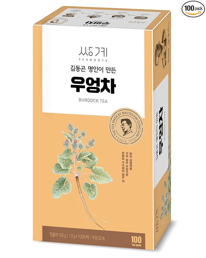 Ssanggye Burdock Tea 1.0g x 100 Tea Bags Bulk Size Premium Korean Herbal Hot Cold Hygienic Single Teabag Earthy Herb Soft Taste 우엉차 4 Seasons Made in Korea