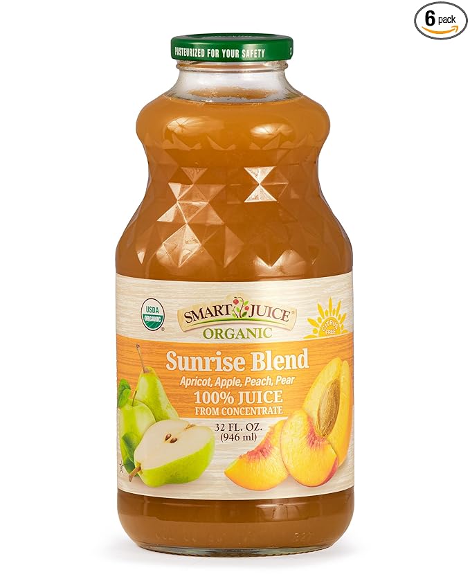 Smart Juice Organic Sunrise Blend Juice - 32 fl oz glass - (Pack of 6) 100% Juice