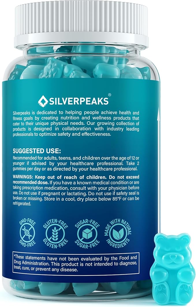 SILVERPEAKS Height Growth Gummies for Kids Teens &amp Adults - Height Growth Maximizer Supplement with Calcium Vitamins D3 &amp K2 Magnesium Zinc for Bone Strength &amp Height Increase - 60 Gum