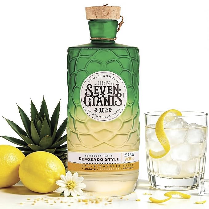Seven Giants Reposado Style Tequila Alternative | Non Alcoholic Tequila | Premium Non Alcoholic Spirits by Spirits of Virtue | Imported by Think Distributors (700ml)