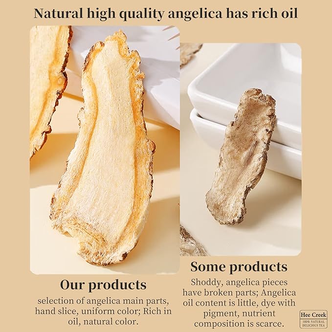 Hee Creek Large Angelica Root Slices 7.05oz/200g Dang Gui Tea Chinese DriedAngelica Sinensis Dong Quai Natural Herbal Tea 当归 當歸
