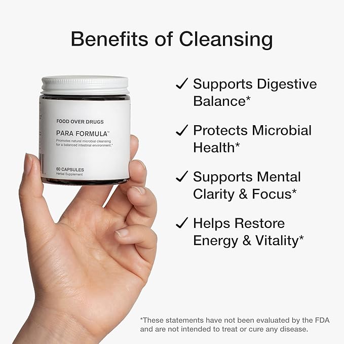 Food Over Drugs para Formula - Full Spectrum Herbal Cleanse for Humans - Natural Intestinal Microbial Detox &amp Complete Body Cleanse - 60 Count (Pack of 1)