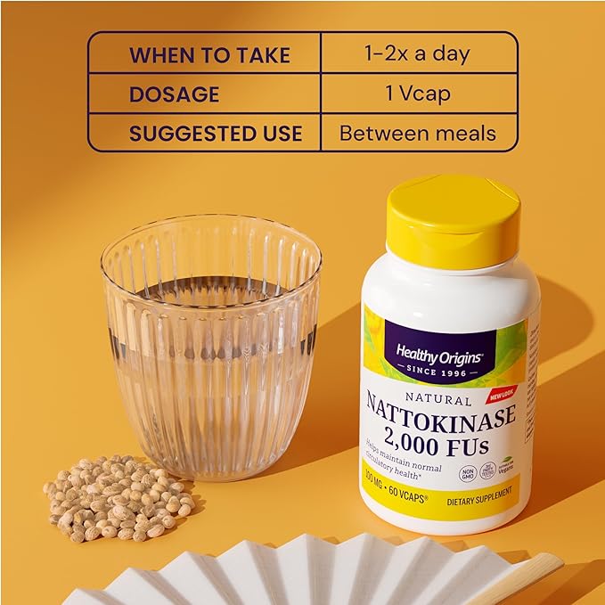 Healthy Origins Nattokinase 2000 FU's (100 mg Non-GMO Gluten Free Circulatory Support) 180 Veggie Caps
