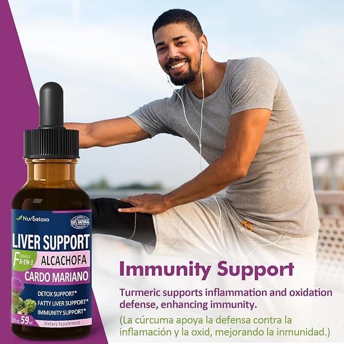 Milk Thistle &amp Artichoke Extract Liver Support Drops for Fatty Liver Alcachofa Curcuma y Cardo Mariano para el Higado Graso Berberina para Bajar de Peso Liver Detox &amp Repair Formula.2oz