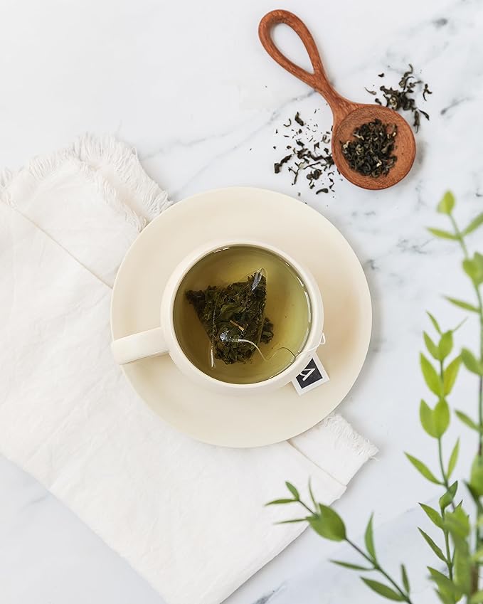 Arbata Cloud &amp Mist Green Tea 24 Pyramid Tea Bags – Artisanal Chinese Green Tea from Lushan Mountains Lightly Caffeinated Smooth &amp Delicate Flavor Premium Tea Gift Set