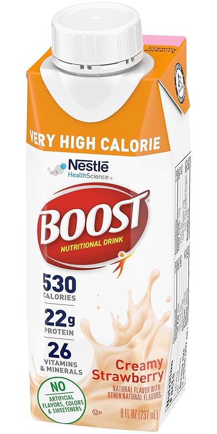 Boost Very High Calorie Nutritional Drink Variety Pack 16 Vanilla 16 Strawberry 16 Chocolate Variety Pack (Pack of 48)