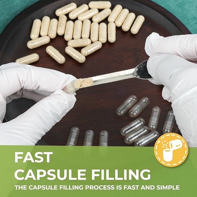 Size 000 Empty Vegetarian Capsules (1000 Count) Vegan Clear Fillable Veggie Pill Capsules for DIY Supplement Filling