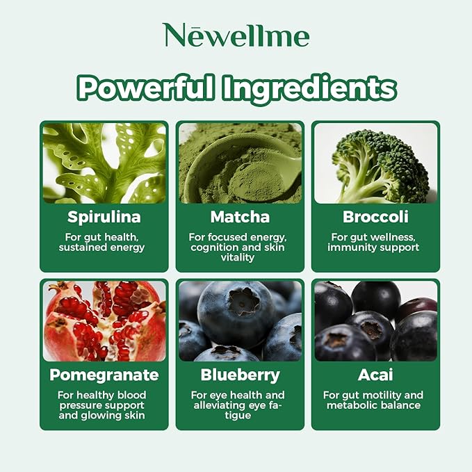 NEWELLME Super Greens Gummies Delicious Daily Greens Multivitamin Gummy Bears with Superfoods Fiber &amp Probiotics for Gut Health Energy &amp Immune Support Sugar Free 42 Grab-and-Go Packs
