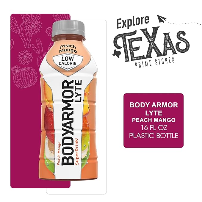 BodyArmor Lyte 16-Pack of Low Calorie Peach Mango Sports Drink Potassium-Packed Electrolytes 16 fl oz Plastic Bottle