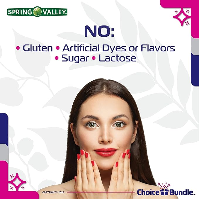 Spring Valley Highly Absorbable Collagen + Vitamin C Tablets Hair Skin Nail Health 2500 mg 90 Ct 4 pk (360 Total) + Vitamin Vitality &amp Pill Container (6 Items)!