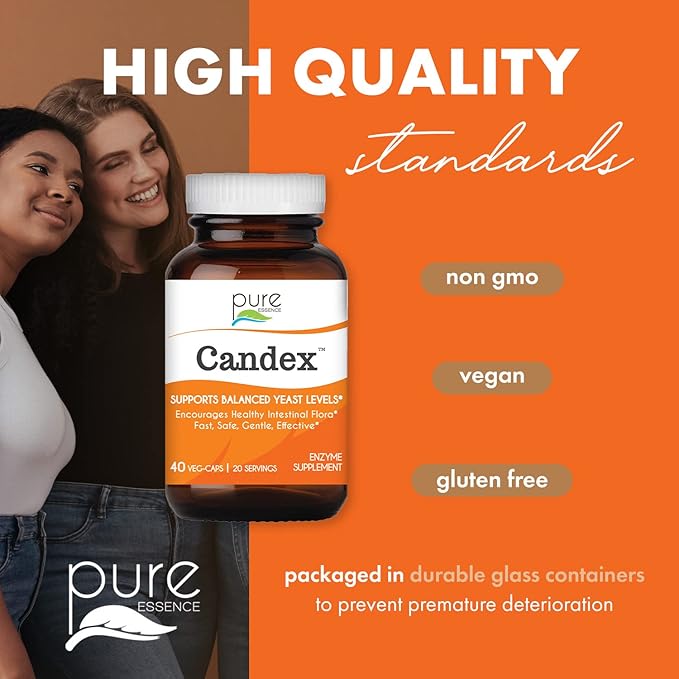 Pure Essence Candex Supplement - Yeast Overgrowth Supplement with Digestive Enzymes Yeast Infection Probiotic Aid for Men and Women - 40 Capsules