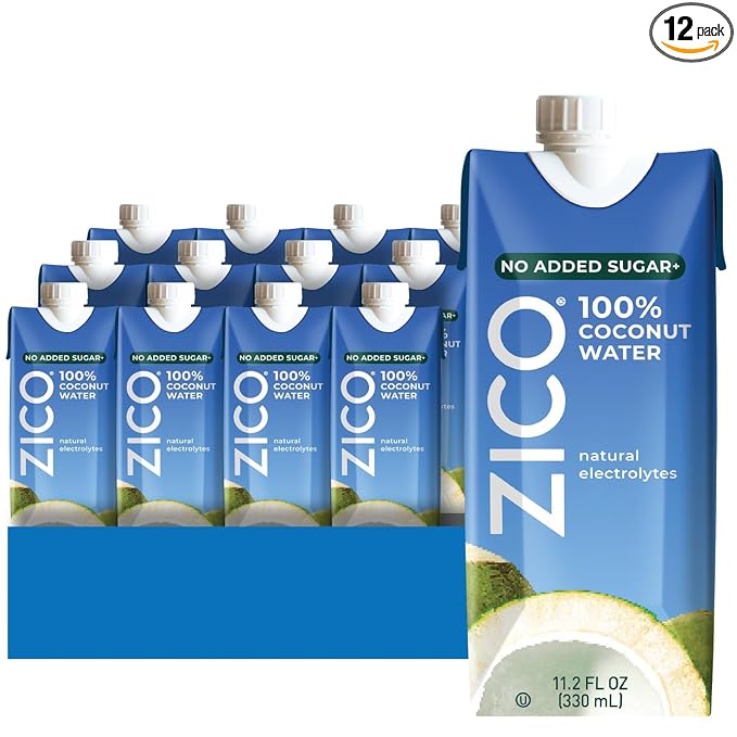 Zico 100% Coconut Water No added Sugar Refreshingly Delicious Hydration with Electrolytes 11.2 Fl Oz (Pack of 12)