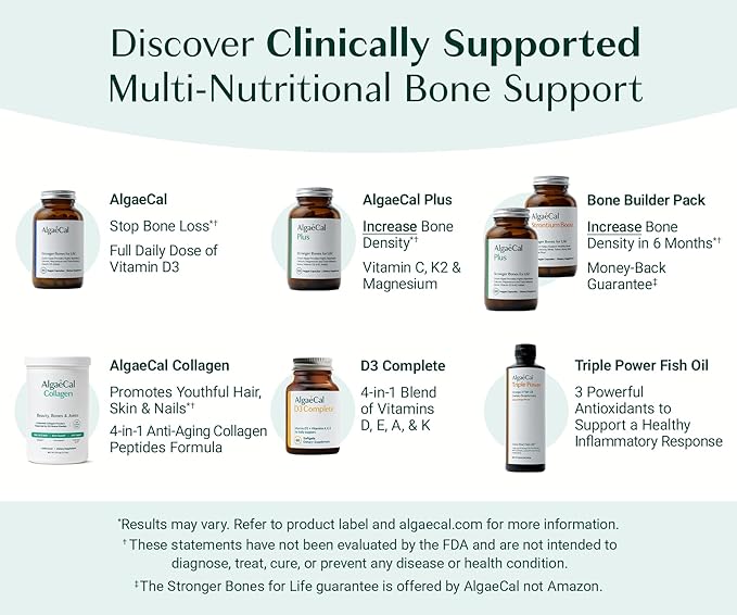 ALGAECAL Collagen - 4 Clinically-Supported Peptides VERISOL® FORTIGEL® UC-II® FORTIBONE® Anti-Aging Hydrolyzed Collagen Powder 3 Packs Made in USA