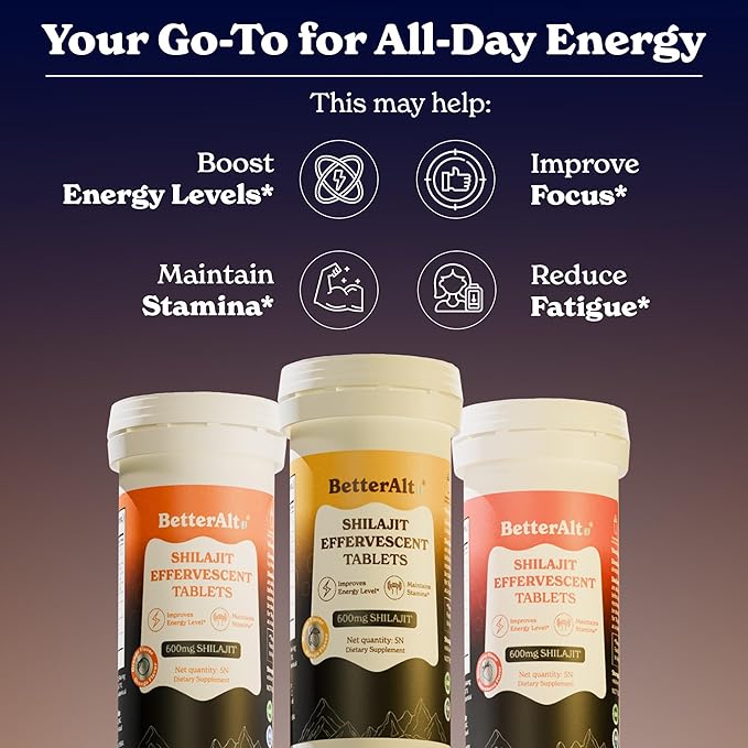 Better Alt Effervescent Tablets (600mg) | Ashwagandha &amp Brahmi| Helps with Energy | Mango Strawberry &amp Orange Flavor (Pack of 3) | 5N Each