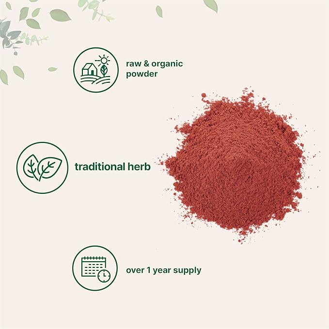 Organic Red Yeast Rice Powder 8 Ounce (1 Year Supply) Non-GMO Vegan Friendly