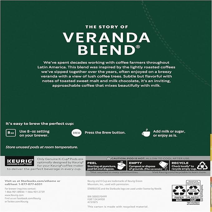 Starbucks® Single-Serve Coffee K-Cup® Veranda Blend Carton Of 24