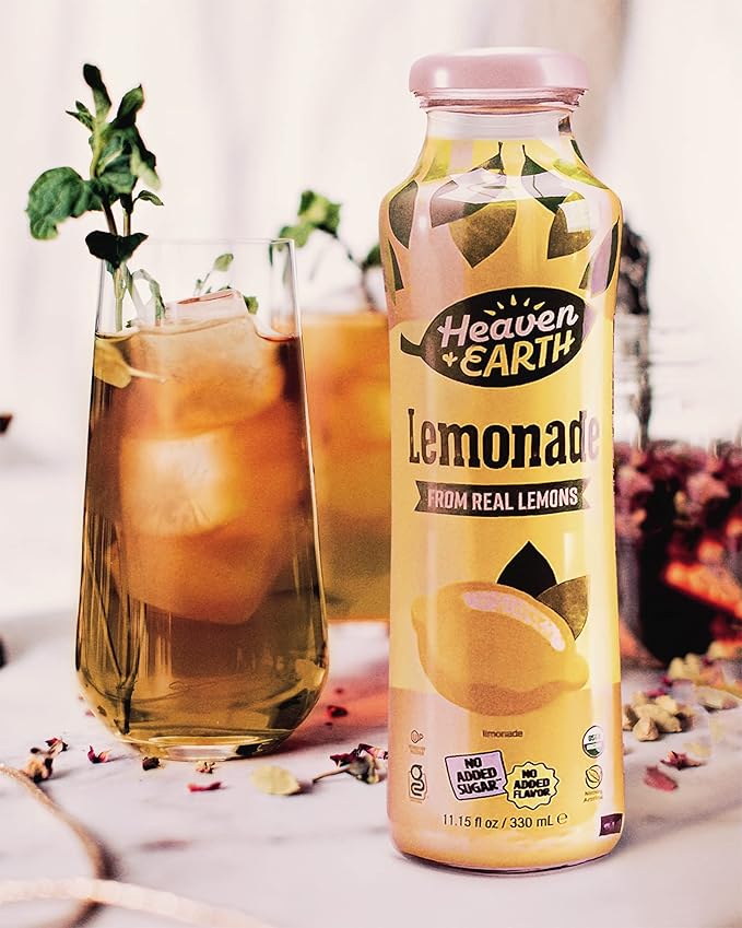 Heaven &amp Earth Organic Lemonade 11.2oz (6 Pack) | Made with Real Lemons Pure Fruit Juice No added Sugar Flavor or Color