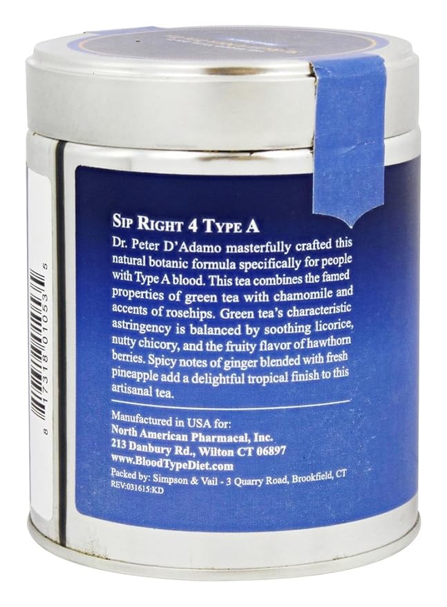D'Adamo Personalized Nutrition Sip Right 4 Your Type Tea A 4 oz