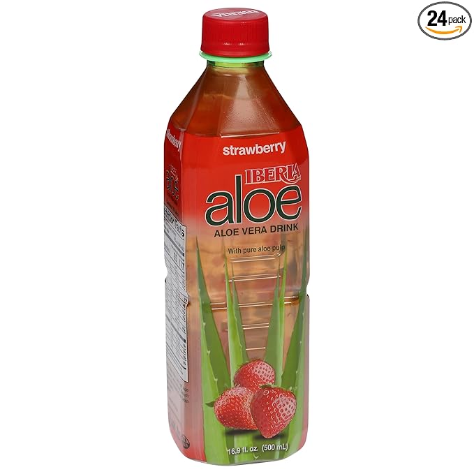 Iberia Aloe Vera Juice Drink Strawberry 16.9 Fl Oz (Pack of 24)