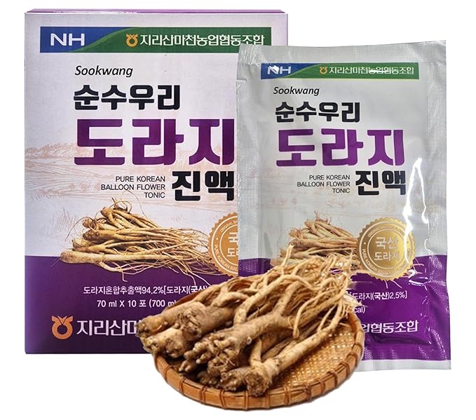 Sookwang Korean Bellflower (Doraji) Extract | Herbal Drink Premium Roots &amp Traditional Ingredients Made in Korea_70ml (2.4oz) x 30 Packs