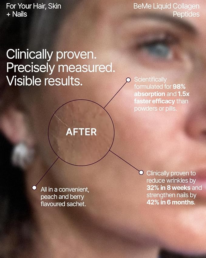 BeMe Liquid Collagen for Women - 2500mg Verisol hydrolyzed Marine Liquid Collagen - Clinically Tested Collagen Supplements - Quick Absorption high bioavailability - Supports Skin Hair &amp Nails