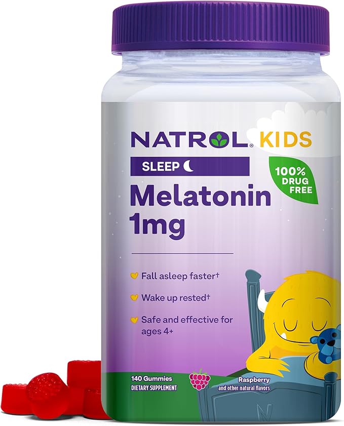 Natrol Kids Melatonin 1mg 140 Berry Gummies &amp Adults Melatonin 5mg 90 Strawberry Gummies Sleep Aid