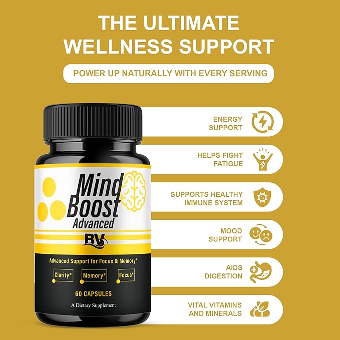 BLUE VIBE Mind Boost Premium Health &amp Wellness Nootropic Supplement MindBoost Advanced All Natural Health Management &amp Overall Wellness Support Supplement Formula Pills (5 Pack - 300 Capsules