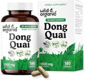Wild &amp Organic Dong Quai Capsules 1000 mg - Menopause Supplements for Women - Dong Quai Root Supplement - Angelica Root Herb - 90-Day Supply - Non-GMO Vegan Gluten-Free - 180 Count