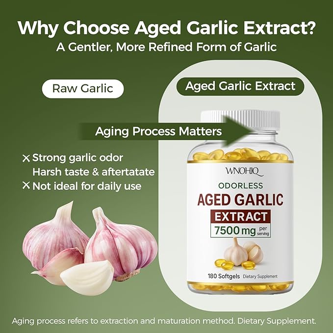 Aged Garlic Extract - 7500mg Odorless | Garlic Supplements 360 Softgels | Odorless Aged Garlic Capseles for Supports Immune Health | Organic Non-GMO Gluten-Free (2)