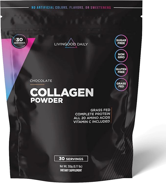 Livingood Daily Chocolate Collagen Powder for Women &amp Men Hydrolyzed Collagen Peptides Powder with Vitamin C Protein with 20 Amino Acids Type I &amp III Grass Fed Keto Paleo Gluten Free 3