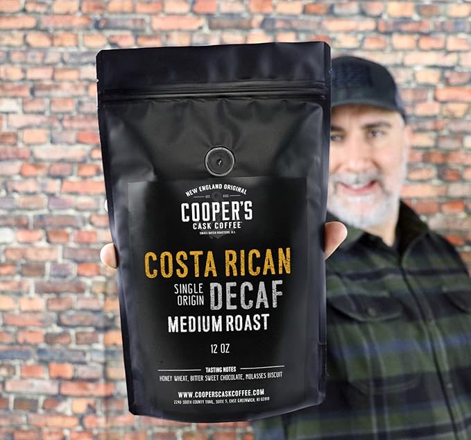 Decaffeinated Gourmet Coffee Sampler Gift Box Set - Whole Beans - 4-Pack - 4oz and Decaf Costa Rican Coffee Medium Roast - Swiss Water Processed Decaffeinated - 12oz Bag