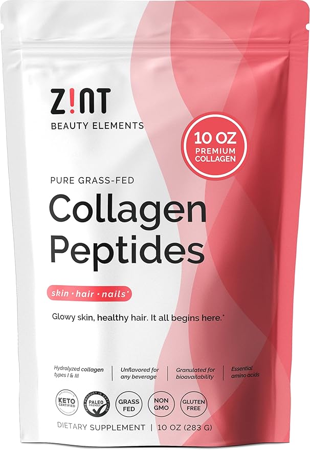 Zint Collagen Peptides Powder: Paleo &amp Keto Certified - Granulated Collagen Hydrolysate for Enhanced Absorption - Enzymatically Hydrolyzed Protein for Women &amp Men 10 oz