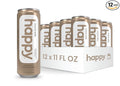 happy coffee canned mocha latte 11 oz. cans 12 pack notes of cocoa &amp elation 100% arabica beans no artificial flavors or sweeteners